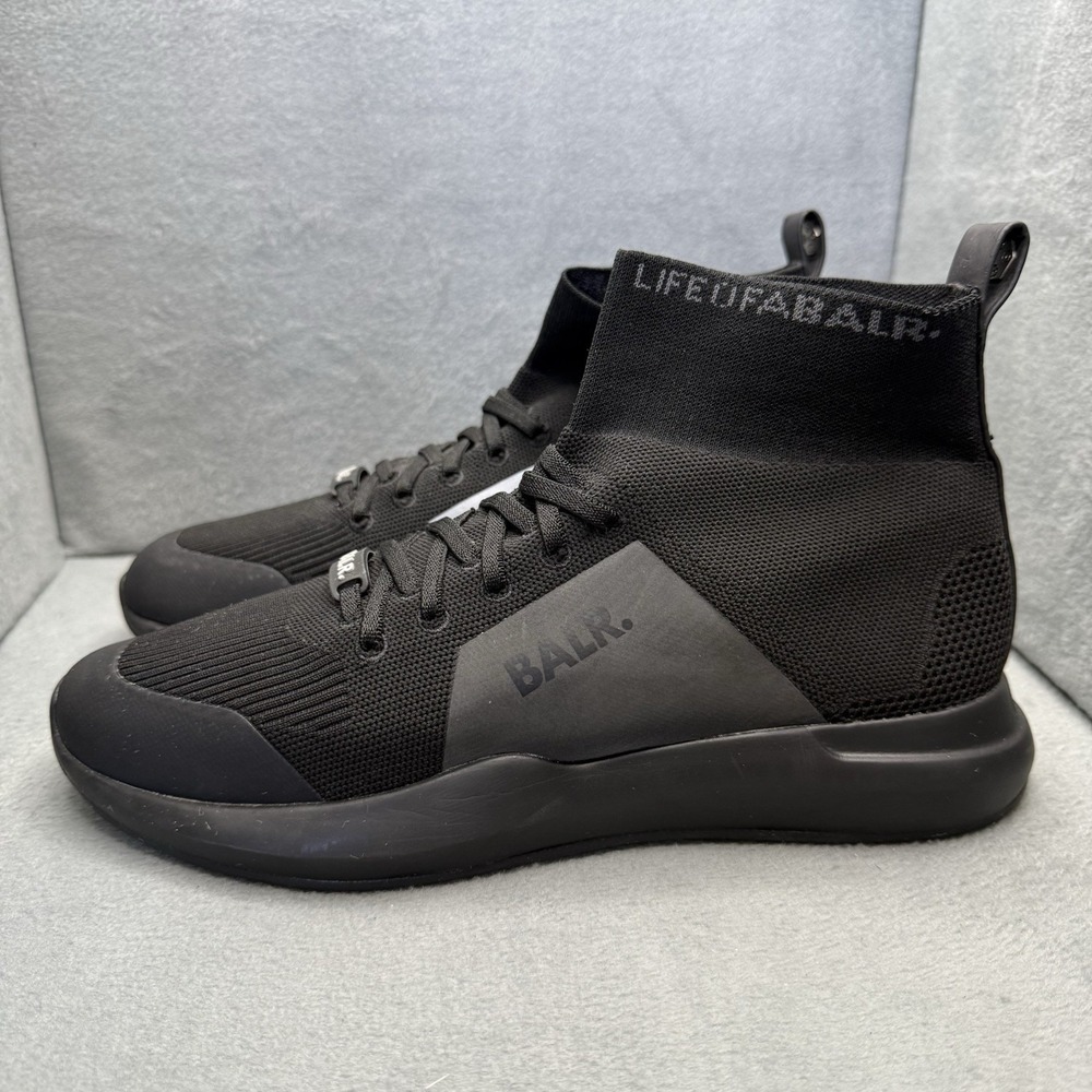 BALR EE Premium Sock Sneakers Big Brand Men's 10 Black Knit High Top Shoes